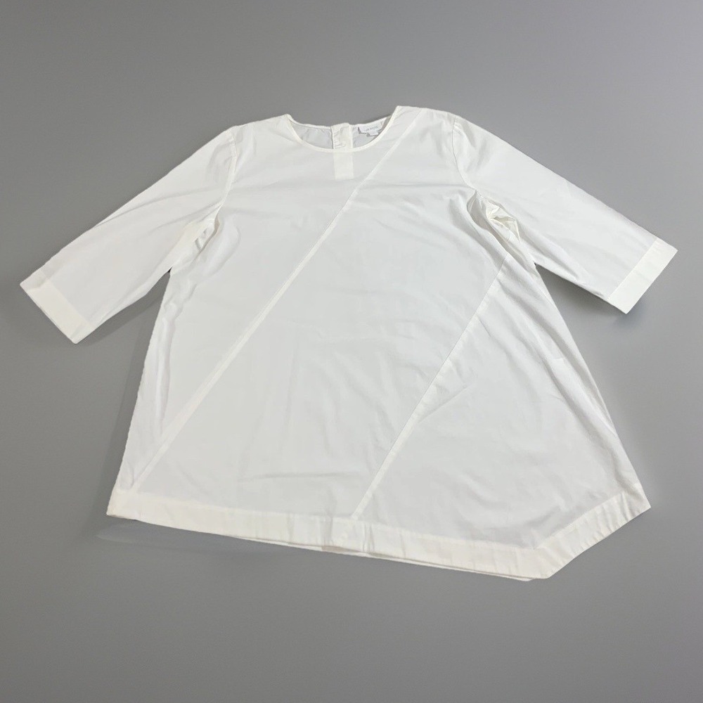 J. Jill White Shirt Collection Tunic‎ Women L White Asymmetrical Sharkbite Hem